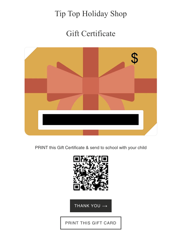 $50 Tip Top Gift Certificate